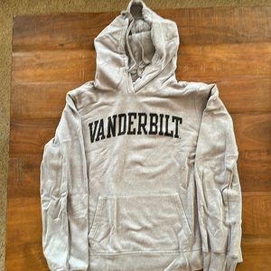 Vanderbilt grey hoodie with black lettering. Unisex